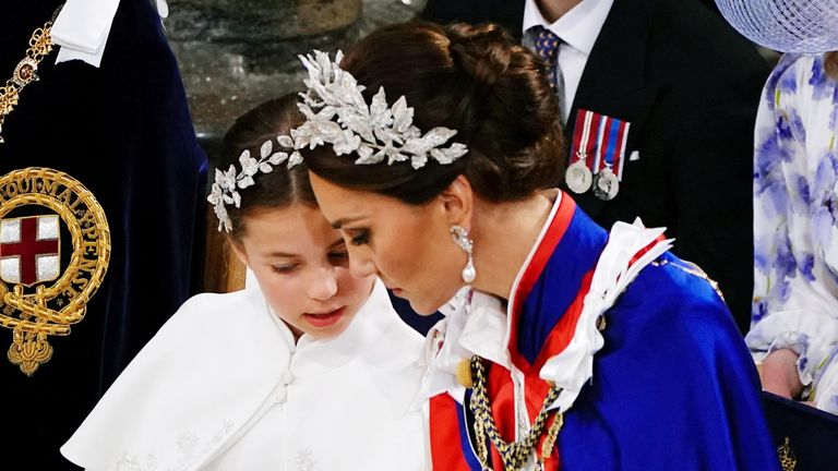 Princess Charlotte and the Princess of Wales at the coronation ceremony of King Charles III and Queen Camilla in Westminster Abbey, London. Picture date: Saturday May 6, 2023. Yui Mok/Pool via REUTERS