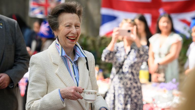 The Princess Royal speaks to local residents as she attends a Coronation Big Lunch in Swindon. Thousands of people across the country are celebrating the Coronation Big Lunch on Sunday to mark the crowning of King Charles III and Queen Camilla. Picture date: Sunday May 7, 2023.
