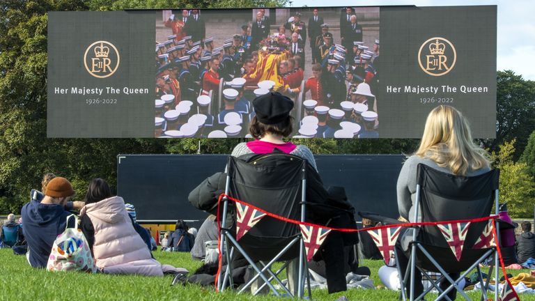 A public screening of the Queen's funeral