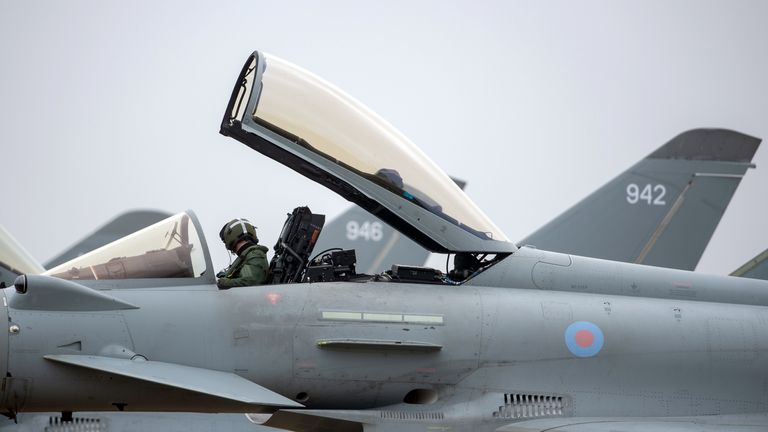 A pilot in an RAF Typhoon