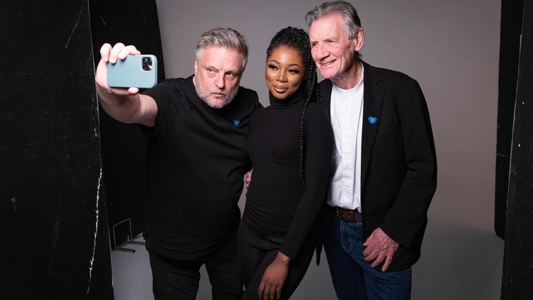 Nafisat Ibrahim and Sir Michael Palin during a photoshoot with Rankin