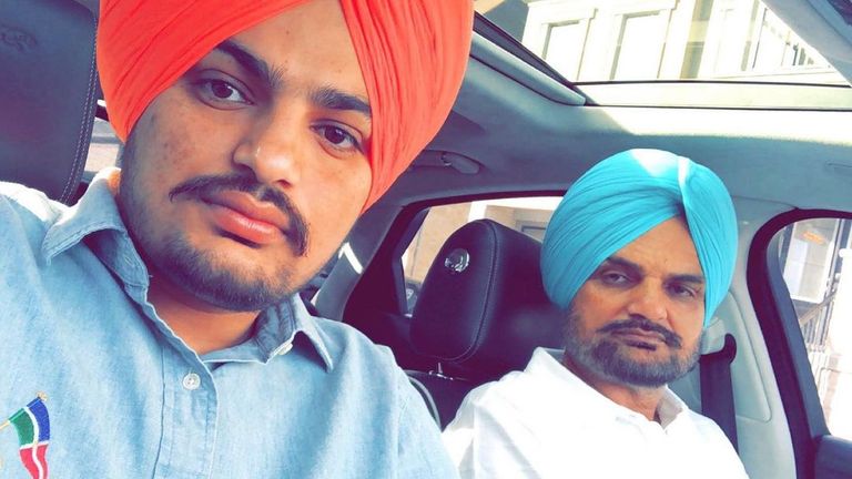 Sidhu Moose Wala (left) with his father Balkaur Singh. Pic: Instagram / @sardarbalkaursidhu 