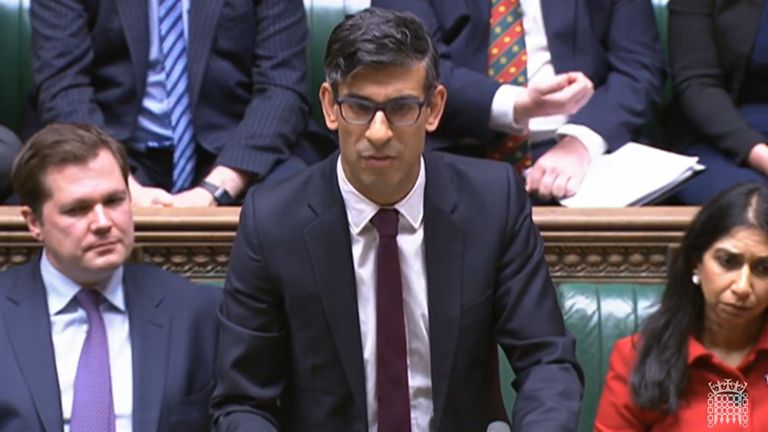 Prime Minister Rishi Sunak issues a statement on his meeting with G7 leaders in Japan in the House of Commons in London. Picture date: Monday May 22, 2023.
