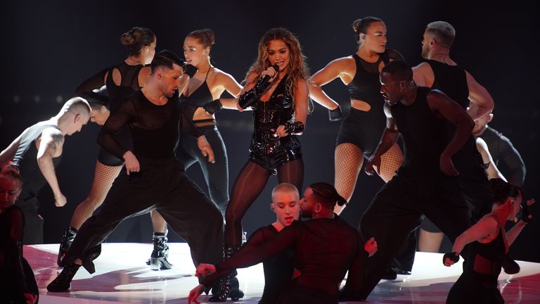 Rita Ora performing at the Eurovision semi-final 