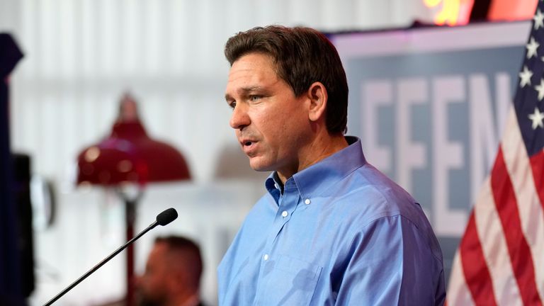 Florida Governor Ron DeSantis. Pic: AP