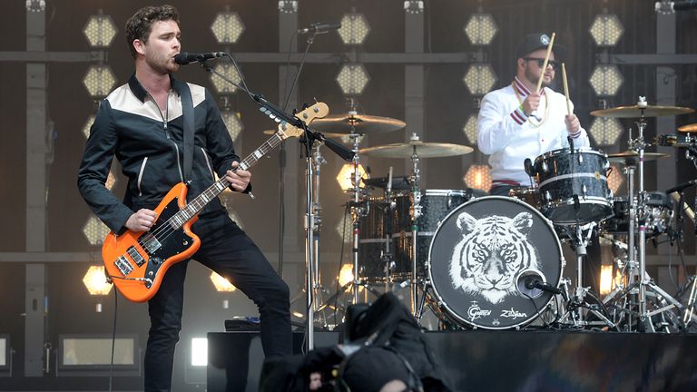 Mike Kerr (left) and Ben Thatcher of Royal Blood performing on The Pyramid Stage at the Glastonbury Festival, at Worthy Farm in Somerset. PRESS ASSOCIATION Photo. Picture date: Friday June 23, 2017. See PA story SHOWBIZ Glastonbury. Photo credit should read: Ben Birchall/PA Wire