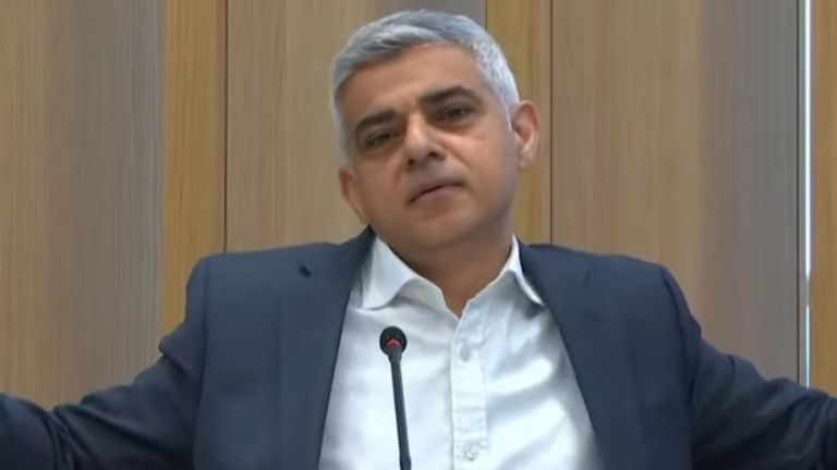 Sadiq Khan reacts with exasperation at a line of questioning from a Conservative Assembly member