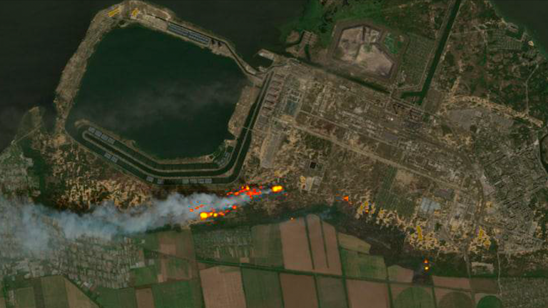 Zaporizhzhia nükleer santralinin uydu görüntüsü