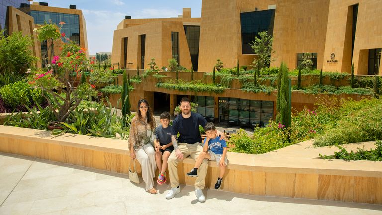 Handout photo provided by Saudi Tourism Authority of Lionel Messi and his family during a visit to Riyadh, Saudi Arabia 
Pic: Saudi Tourism Authority/PA