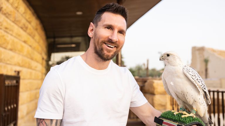 Handout photo provided by Saudi Tourism Authority of Lionel Messi during a visit to Riyadh, Saudi Arabia 
Pic: Saudi Tourism Authority/PA