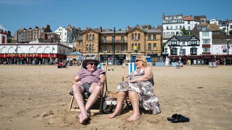 People enjoying the warm weather in Scarborough on Friday