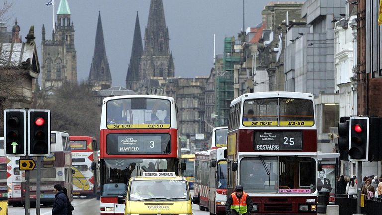 Traffic on Princes Street, Edinburgh, after proposals for a £2 congestion charge for Scotland&#39;s capital failed to gain public support following a vote. A total of 45,965 residents backed the charge however 133,678 said no to the plans which would lead to the charge for motorists to enter Edinburgh.