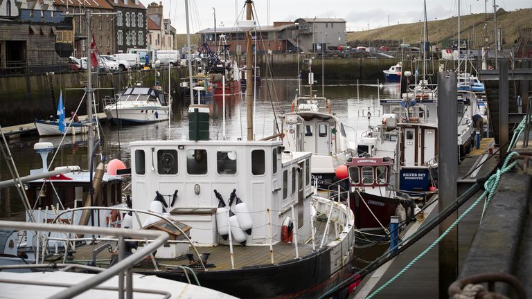 File photo dated 19/01/21 of fishing boats moored in Eyemouth Harbour, Scottish Borders. SNP leadership candidate Kate Forbes has pledged to scrap controversial plans to ban all forms of commercial and recreational fishing in significant stretches of Scotland&#39;s waters. Ms Forbes said she will instead commission a feasibility study into devolving marine protection and inshore fisheries powers to local authorities, if she is elected first minister next week. Iss