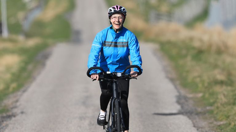 Granny Mave cycling across Scotland. Pic: Family handout
