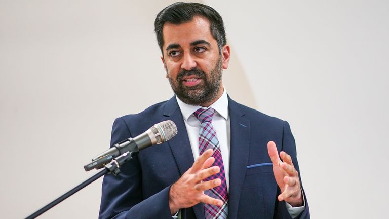 First Minister Humza Yousaf speaks during an anti-poverty summit at Dovecot Studios, Edinburgh, joining attendees that include those with direct experience of poverty, anti-poverty and equality campaigners, academics, third sector partners and representatives from local government and business to share expertise, experiences and ideas that can be used in a collective effort to reduce inequality across Scotland. Picture date: Wednesday May 3, 2023.