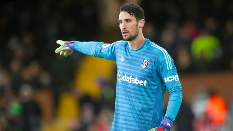 Sergio Rico playing for Fulham in 2019
