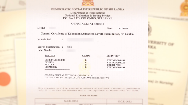 A fake document showing Mrs A had a &#39;very good pass&#39; in an English language exam