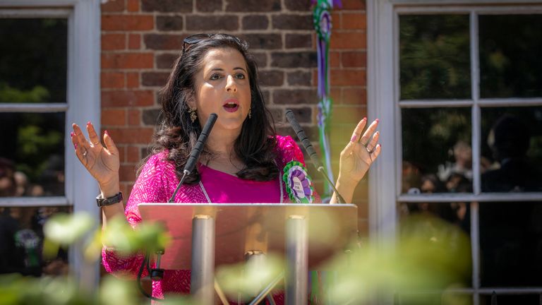 Handout photo issued by English Heritage of BBC journalist and historian Anita Anand speaking at the unveiling of a blue plaque honouring a suffragette Indian princess at her former London home, a grace and favour apartment by Queen Victoria. Princess Sophia Duleep Singh, daughter of the last ruler of the Sikh empire, goddaughter to Queen Victoria and a campaigner for female enfranchisement, was commemorated by English Heritage at Faraday House, Hampton Court. Picture date: Friday May 26, 2023