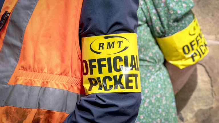 RMT members on the picket line
