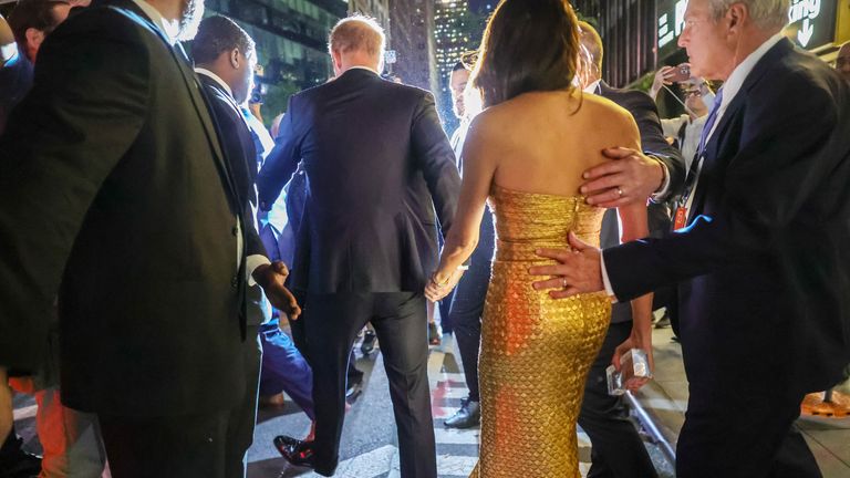 Duchess of Sussex Meghan Markle and Duke of Sussex Prince Harry attend the ceremony, which benefits the Ms. Foundation for Women and feminist movements, in New York