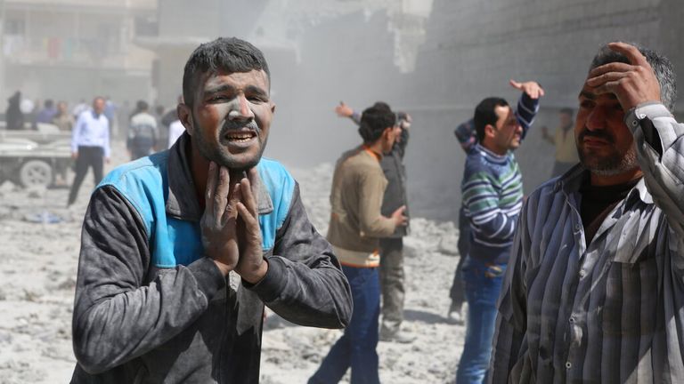 The aftermath of a missile strike in Aleppo, Syria, in 2013. Pic: AP