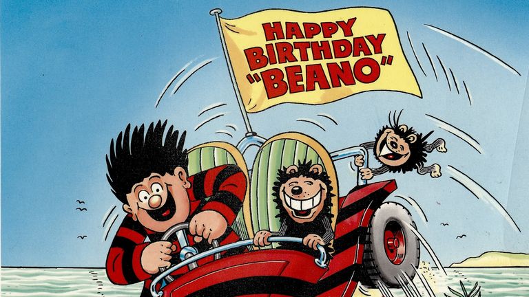 Undated handout photo issued by DC Thomson of a 1988 Beano cover. Beano cartoonist David Sutherland, who drew some of the UK&#39;s most beloved comic strips, has died aged 89. The artist is known for his drawings for The Bash Street Kids and Dennis The Menace. Issue date: Thursday January 19, 2023.