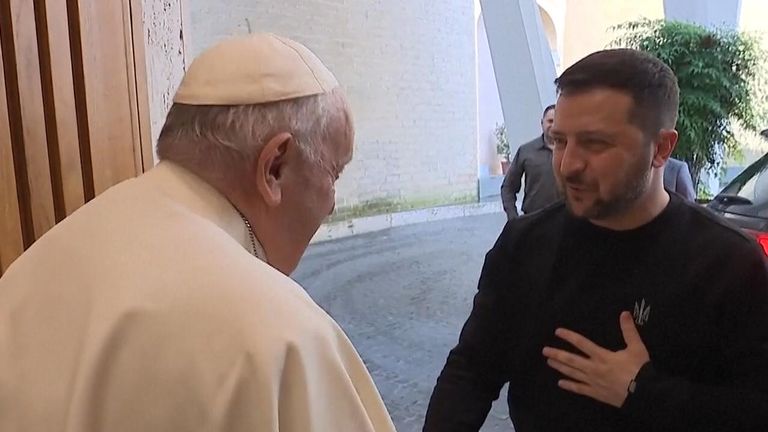 The Pope has met Volodymyr Zelenskyy at the Vatican in Rome 