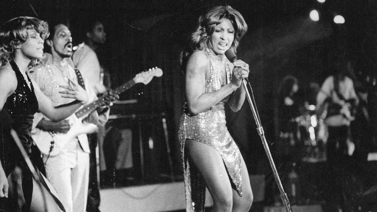 Ike and Tina Turner with The Ikettes in 1976. Photo: AP