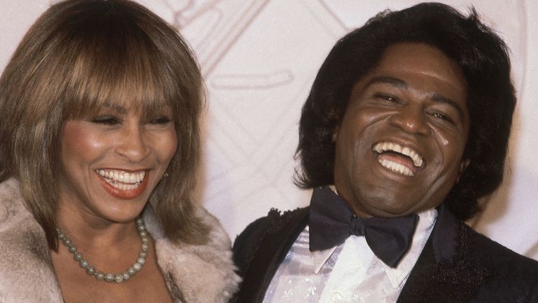 The Queen of Rock &#39;n&#39; Rool wit the Godfather of Soul. Tina Turner with James Brown in 1982. Pic: AP