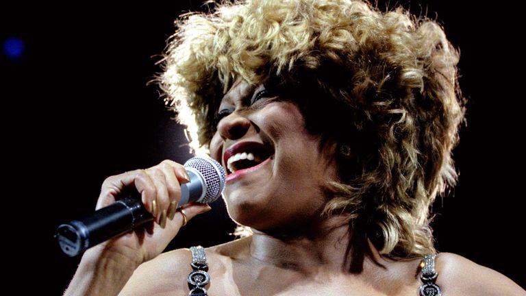 Tina Turner performs on stage of the Kremlin Palace of Congresses, in Moscow