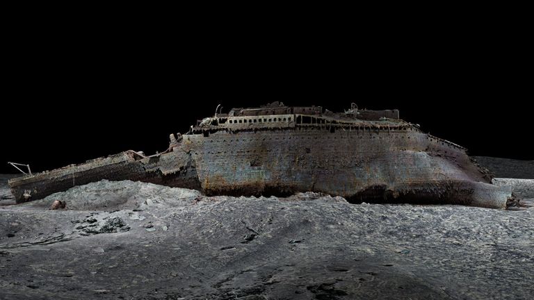 The first full-scale digital scan of the Titanic at the bottom of the Atlantic Ocean has been created using bathymetric mapping. Photo: Atlantic Productions/Magellan