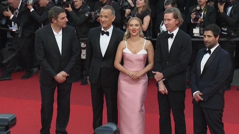 Tom Hanks and Scarlett Johansson appear at the Cannes Film Festival