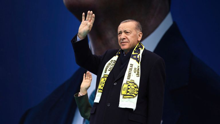 Turkish President and People&#39;s Alliance&#39;s presidential candidate Recep Tayyip Erdogan