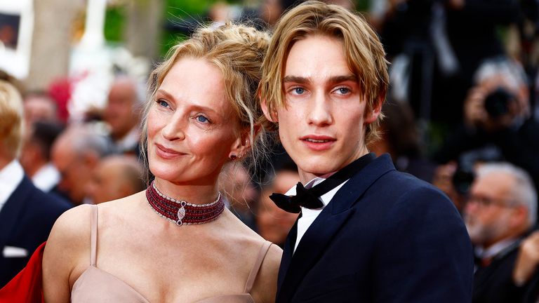 Uma Thurman and Levon Roan Thurman-Hawke 