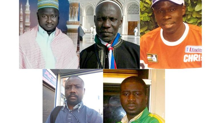 (L-R) Victims Mahamadou Jagana, Bangally Dukuray, Almamo Jammeh, Ousman Diaby and Saibo Sillah. Pic: Health and Safety Executive (HSE)