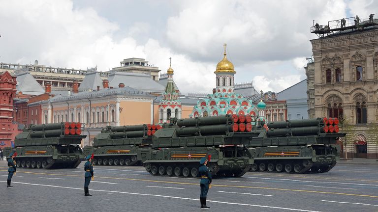 Russian Buk-M3 missile systems drive in Red Square during a military parade on Victory Day, which marks the 77th anniversary of the victory over Nazi Germany in World War Two, in central Moscow, Russia May 9, 2022. REUTERS/Maxim Shemetov