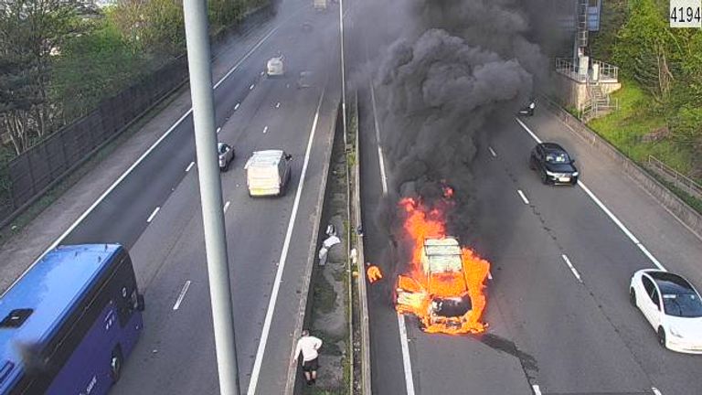 Newport Vehicle catches fire on M4 causing lane closures and