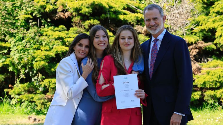 Queen Letizia, Infanta Sofía, Princess Leonor and King Felipe VI of Spain.  Pic: Royal Household of HM the King of Spain