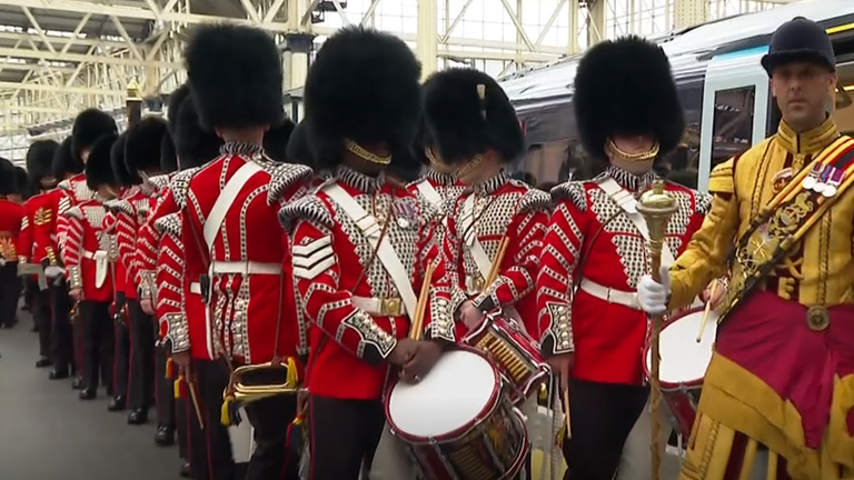 The first of 5,000 armed forces personnel arrive at Waterloo by train