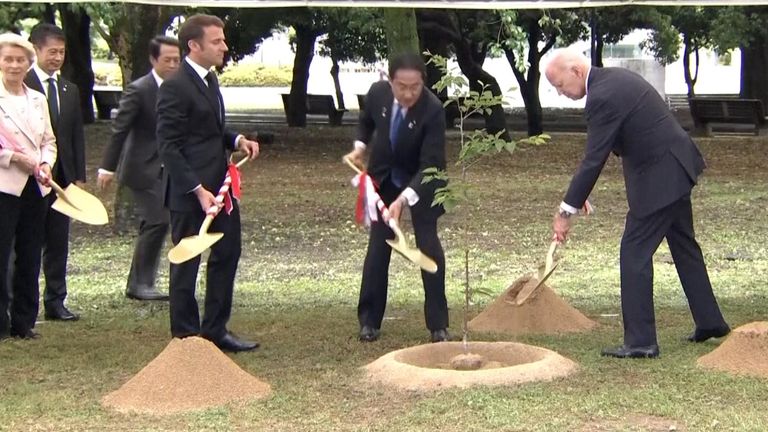 World leaders plant trees in Hiroshima at G7 summit