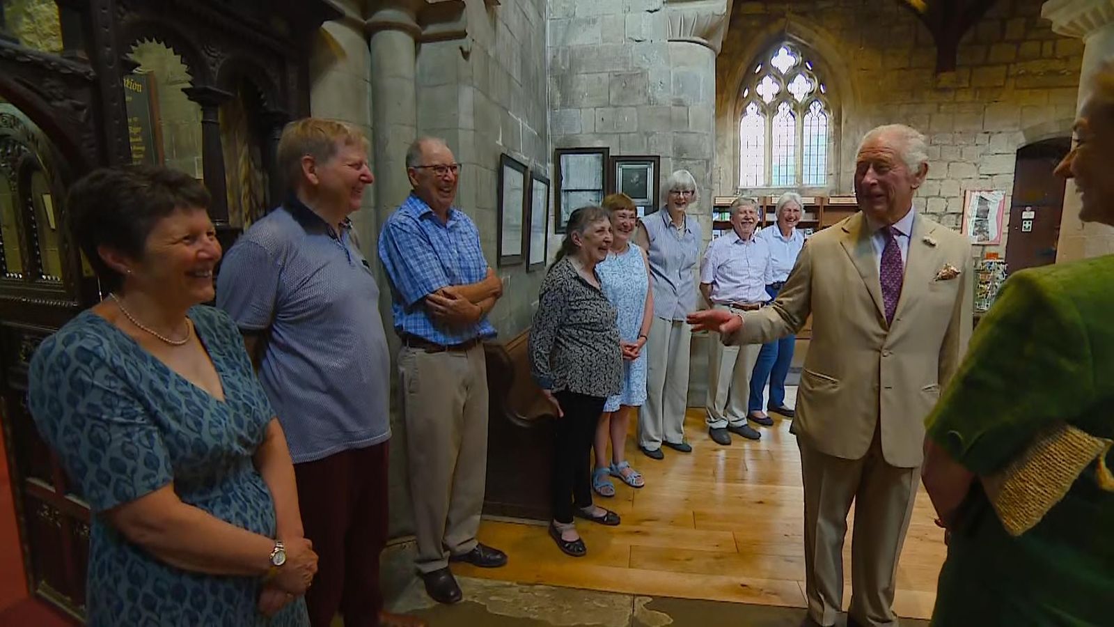 King Charles jokes with bellringers during royal visit to mark