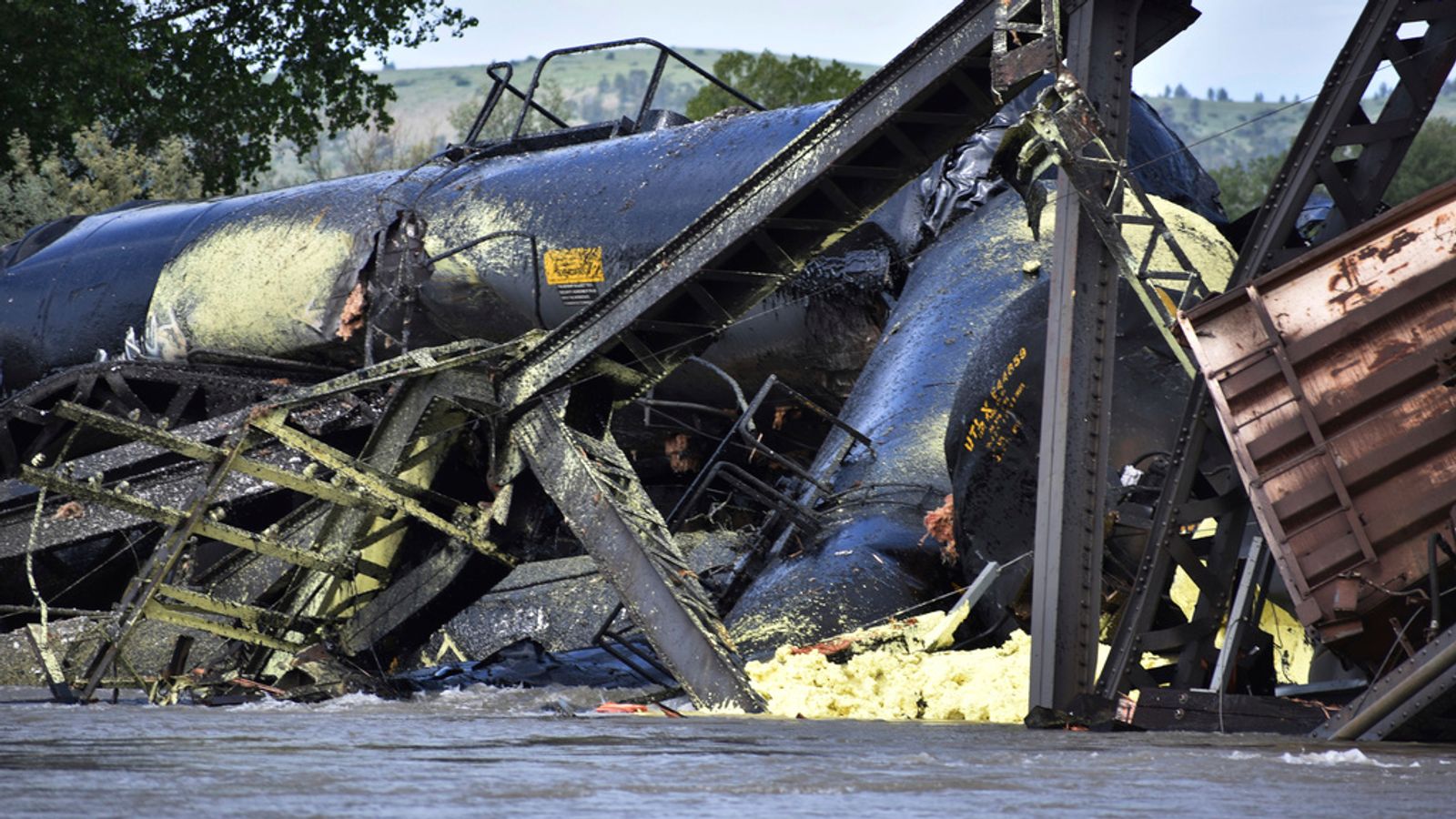 Montana Train Carrying Hazardous Material Falls Into River After