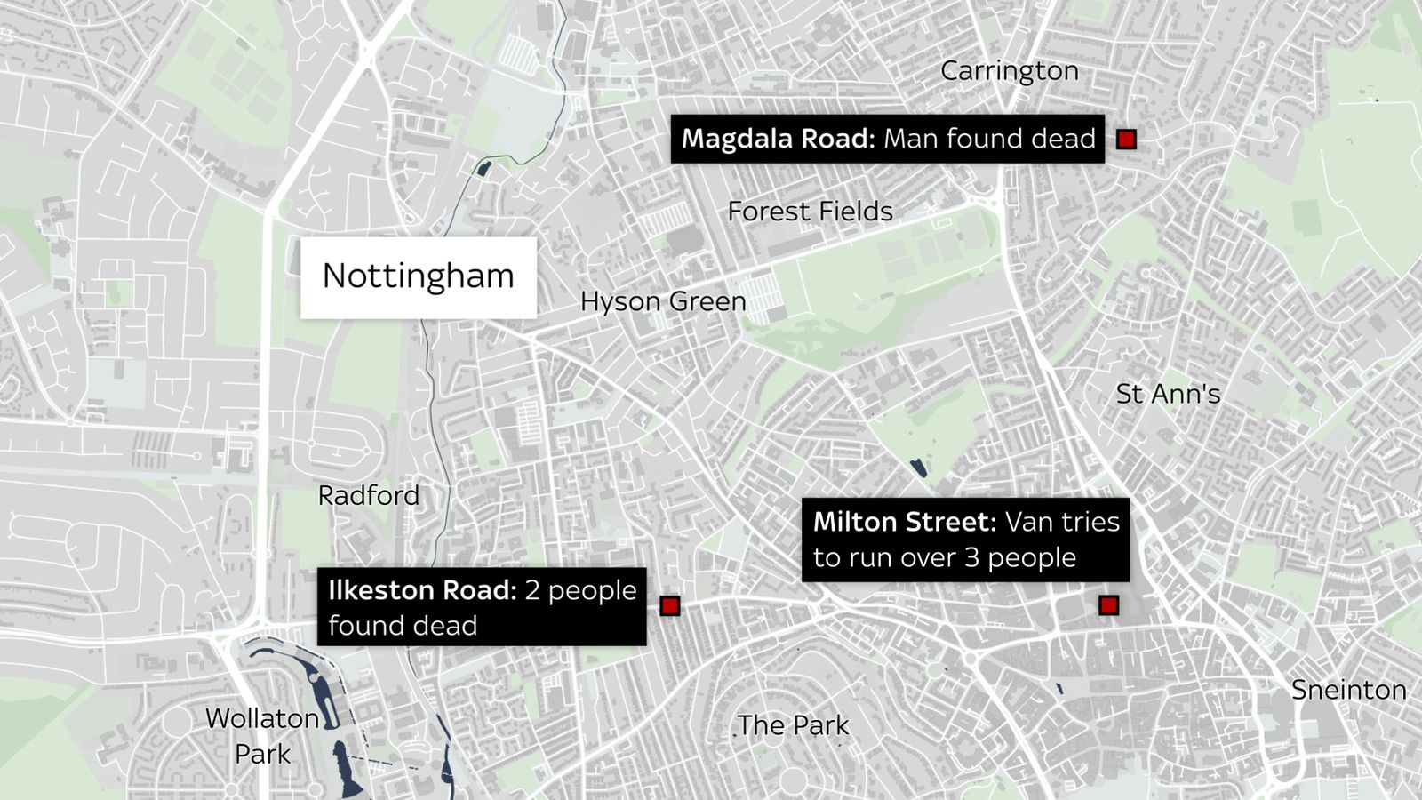 Nottingham attacks: Timeline of how 'major incident' unfolded