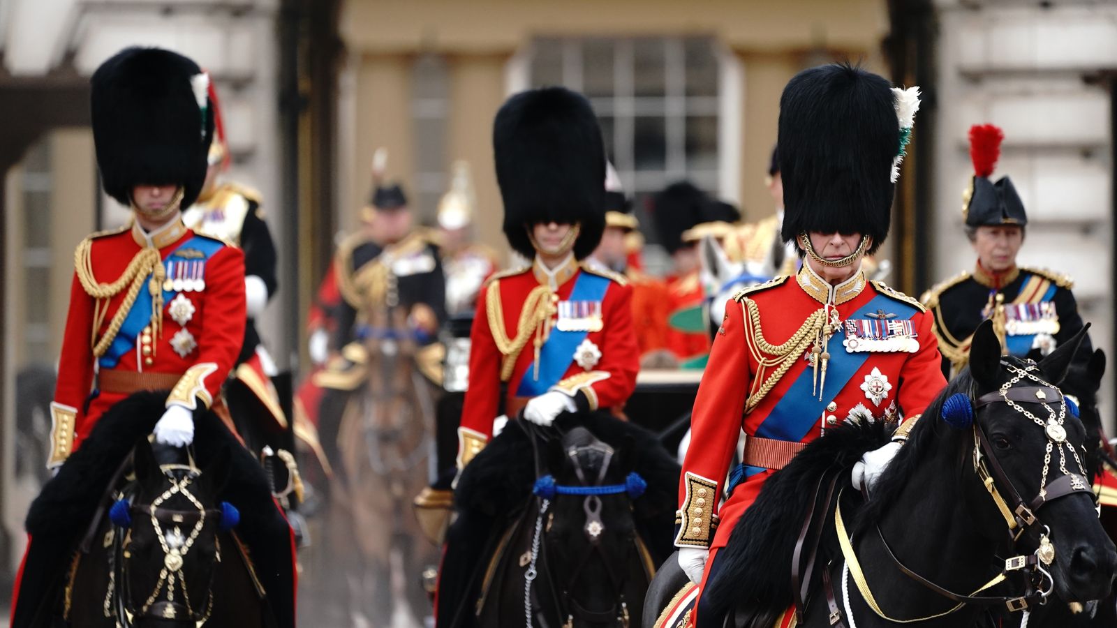 Trooping the Colour King joined by royals for his first Trooping the