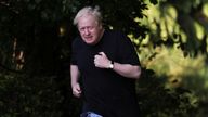 Prime Minister Boris Johnson runs near his home in Brightwell-cum-Sotwell, Oxfordshire