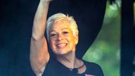 Denise Welch waves to fans as The 1975 perform on the main stage during BBC Radio 1&#39;s Big Weekend at Camperdown Park in Dundee. Picture date: Saturday May 27, 2023. PA Photo. See PA story SHOWBIZ Radio1. Photo credit should read: Euan Cherry/PA Wire