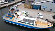 A cruise boat called the Dorset Belle which has been impounded at Cobb&#39;s Quay Marina in Poole, Dorset, after a 17-year-old-boy and a girl aged 12 sustained "critical injuries" on Wednesday, and later died in hospital following an incident off Bournemouth beach. Picture date: Friday June 2, 2023.