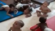 An image taken from video shows toddlers in the Foster Home for Orphans in Khartoum, Sudan, May 2023. At least 60 infants, toddlers and older children perished over the past six weeks while trapped in horrific conditions in the orphanage in Sudan&#39;s capital as fighting raged outside. (AP Photo/Heba Abdalla)