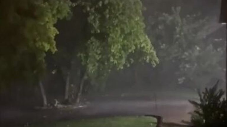 Severe thunderstorm hits Oklahoma, US.