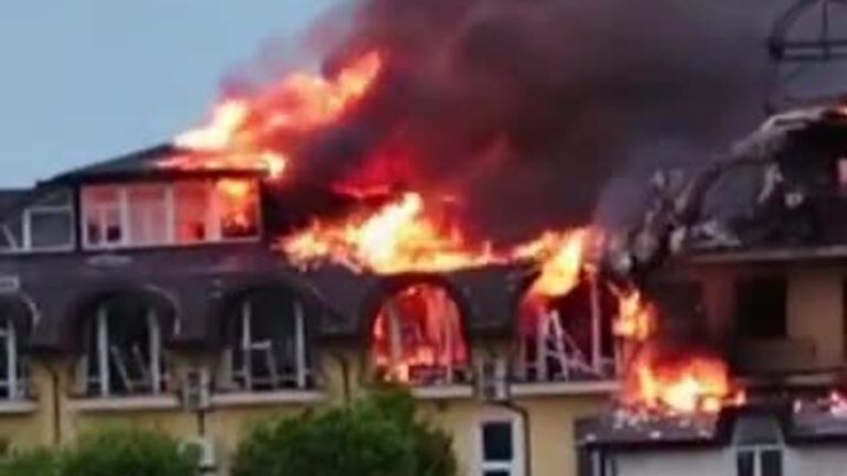 Ukraine fire following strike